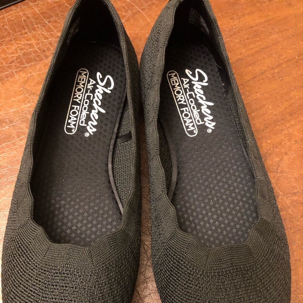 Skechers Cleo 2.0 Love Spell Black Flats, Machine Washable, Stretch Fit, Size 8